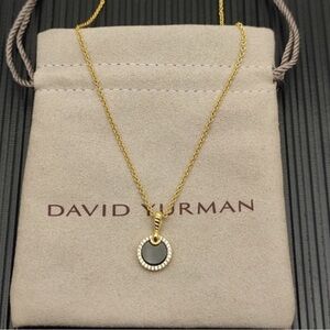 David Yurman Gold Necklace with Black Pendant